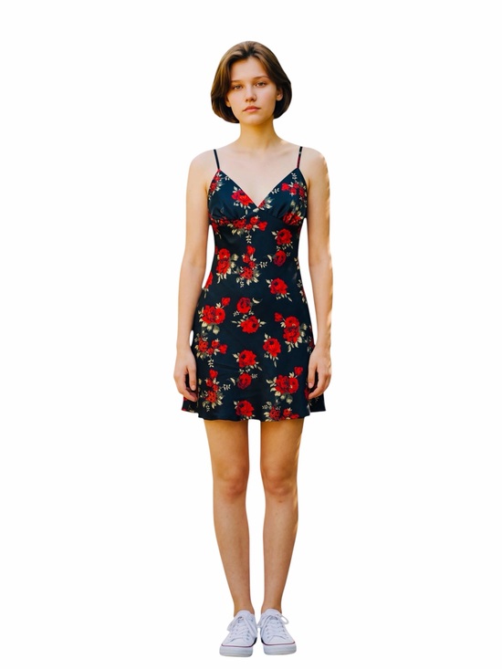 Vintage Dresses & Skirts - VINTAGE ROSE MINI SLIP DRESS.
